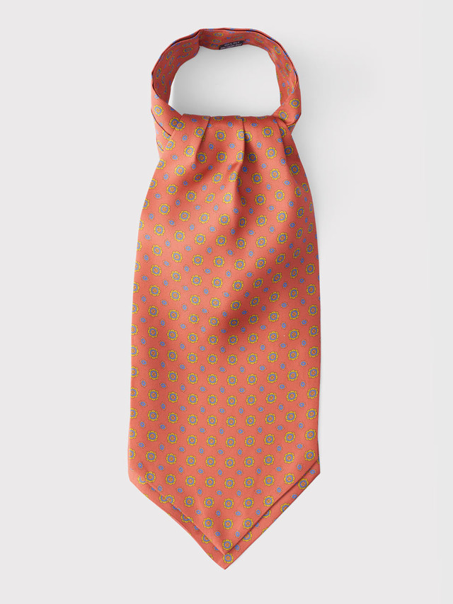 Terracotta Red Mens Silk Scarf in Dot Design 