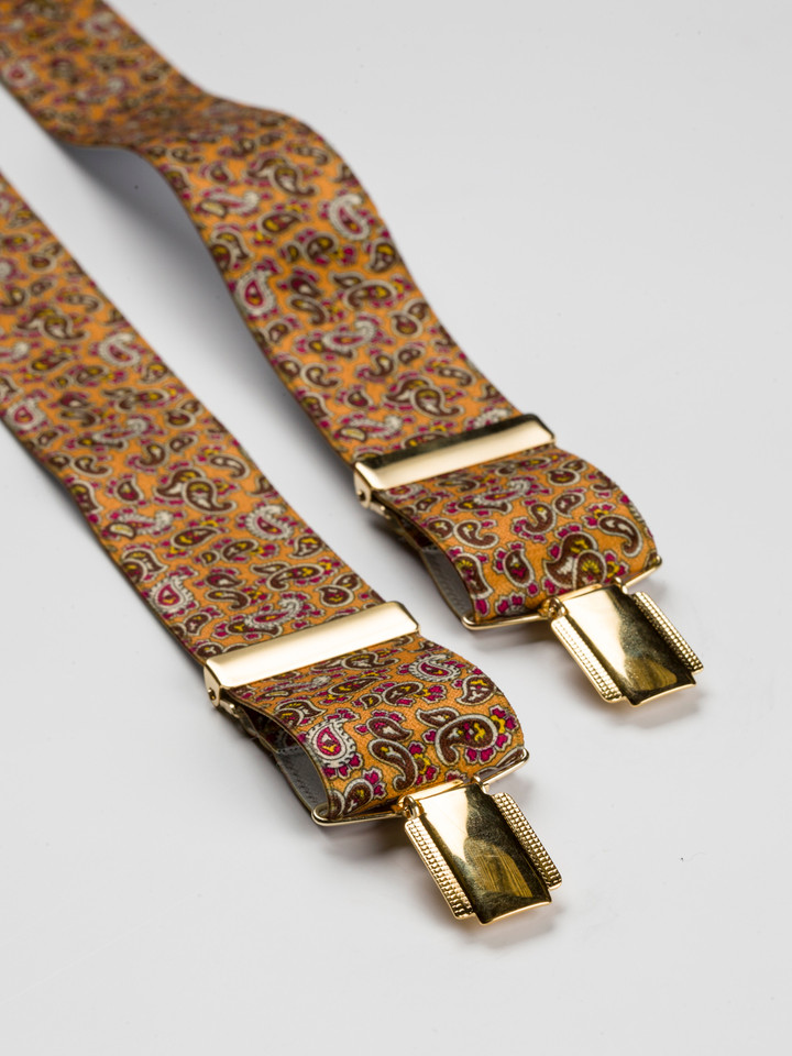 Gold Paisley Suspenders Flat Lay