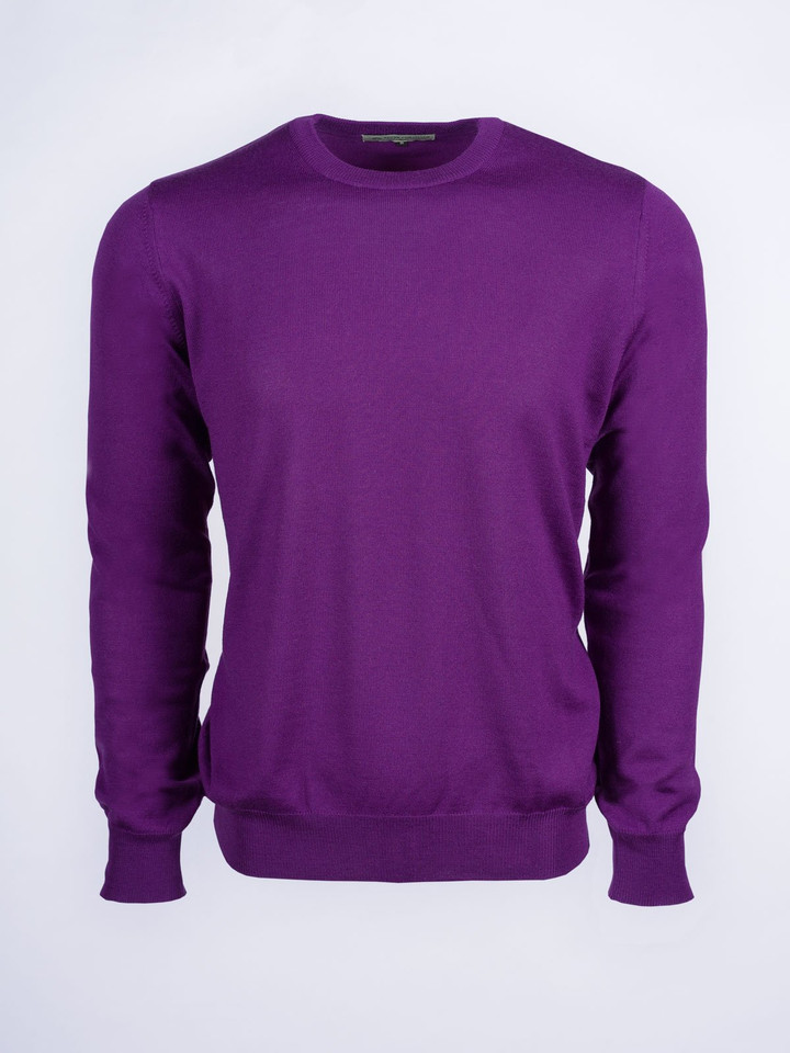 Purple Merino Crew Neck Sweater | Peter Christian