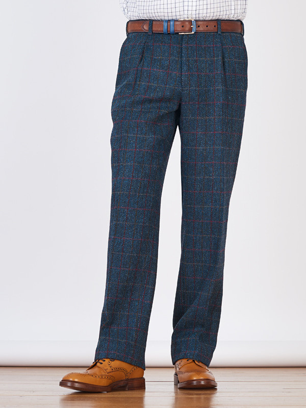 Men's Blue Harris Tweed Pants | Peter Christian