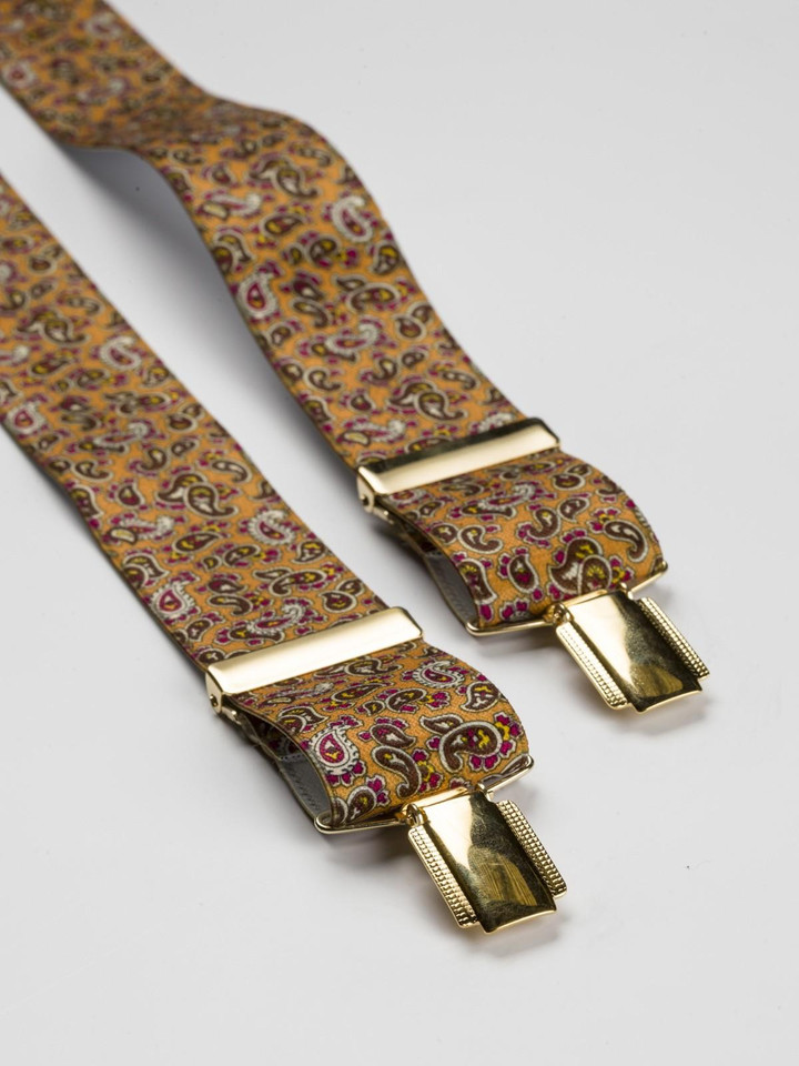 Gold Paisley Suspenders Flat Lay