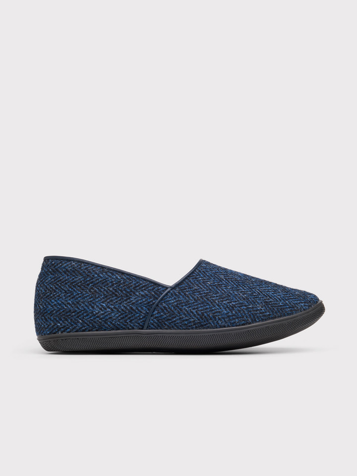 Men's Draper Blue Check Harris Tweed® Sheepskin Slippers Single