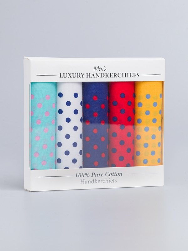 5 Pack Dotty Handkerchiefs Box