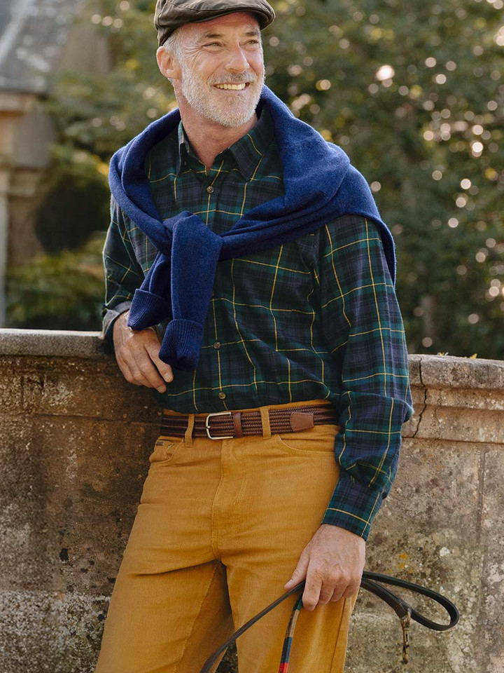 Men's Gold Yellow Corduroy Jeans On Model