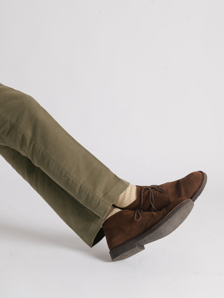 Men's Loden Green Moleskin Pants On Legs