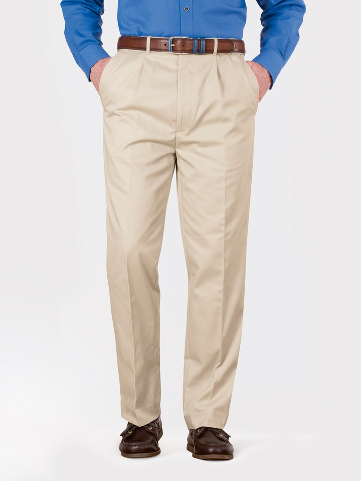 Mens Stone Pleated Chinos on Model