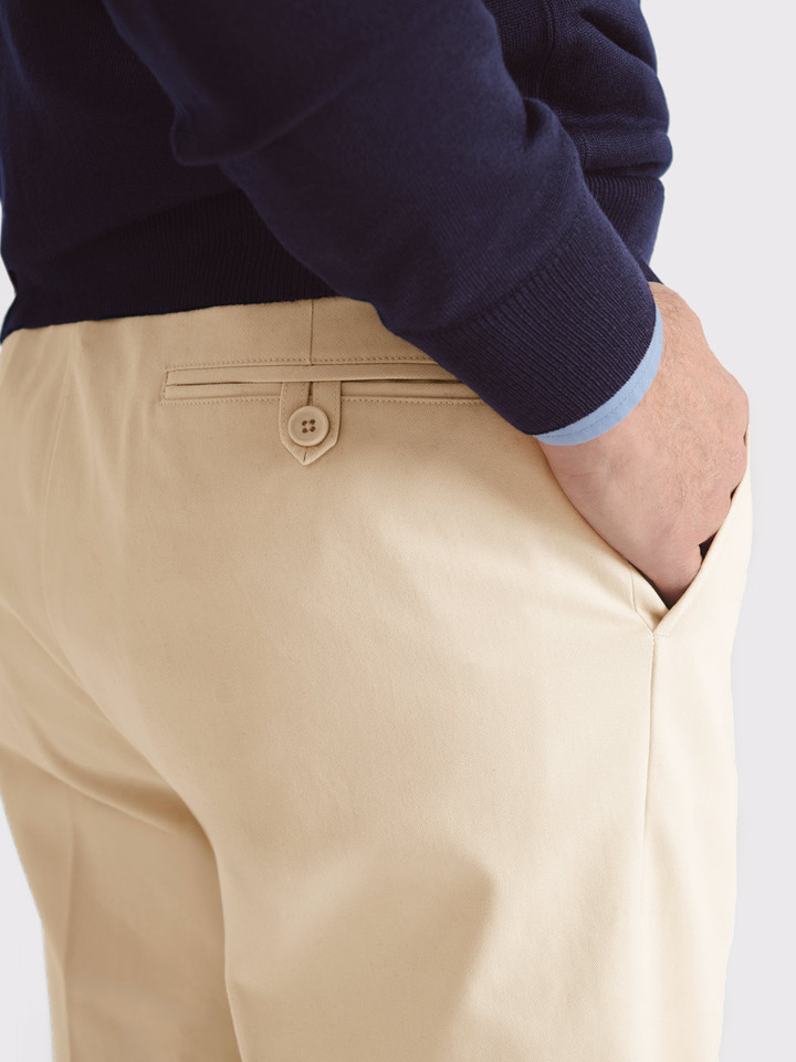 Men's Stone Flat Front Chino Pants on Model Back Pocket