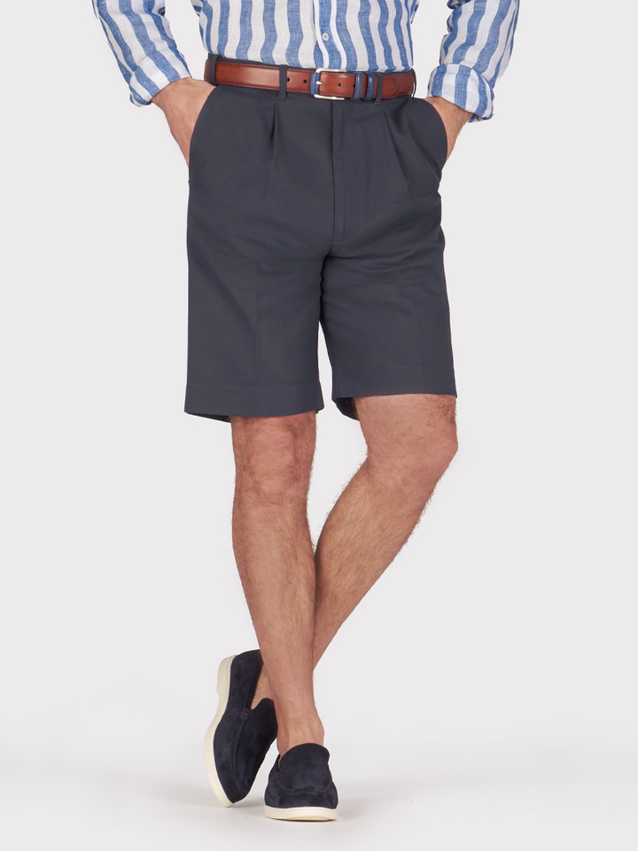mens navy blue dress shorts Navy Blue Shorts - Linen Cotton - Buy online