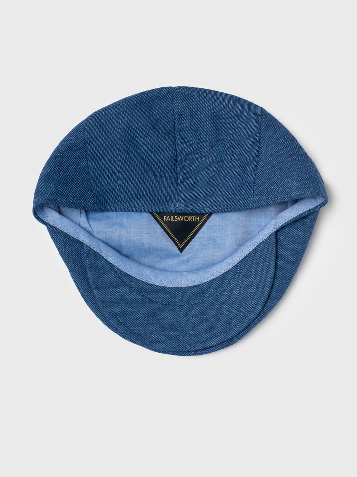 Blue Irish Linen Flat Cap Inner Lining