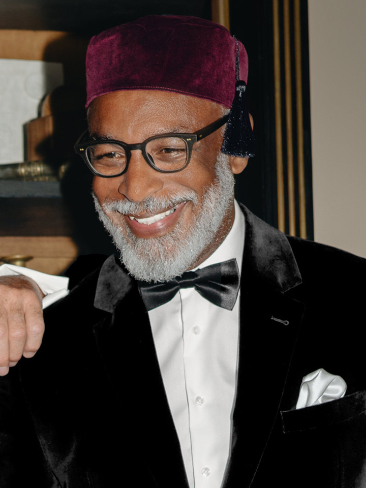 Burgundy Smoking Cap on Model