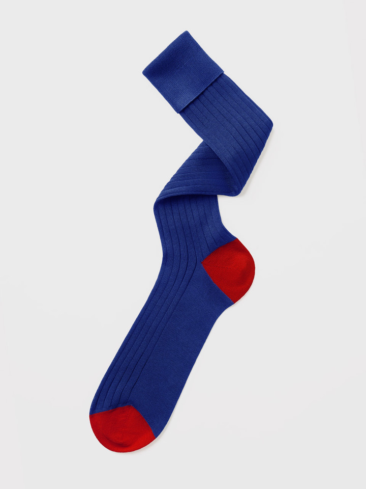 Mens Royal Blue Mercerized Cotton ME89 Single Sock Flat