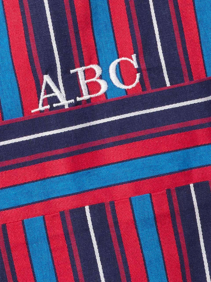 Navy & Red Cotton Club Stripe Pajamas Monogramming