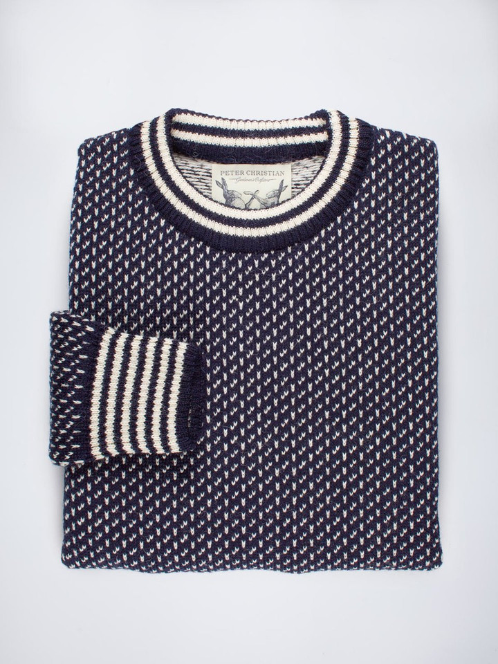 Navy Norwegian Style Sweater 100% Pure Wool