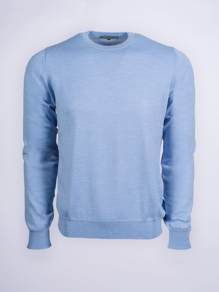 Men's Duck Egg Blue Merino Crew Neck Sweater