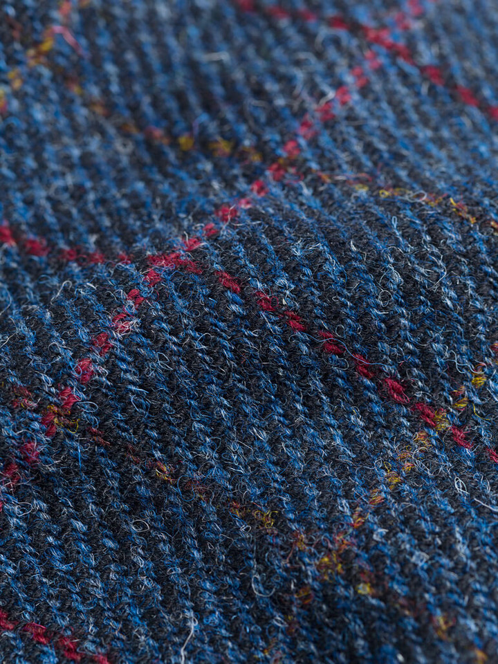Fabric detail on Navy Harris Tweed® Harrington Jacket