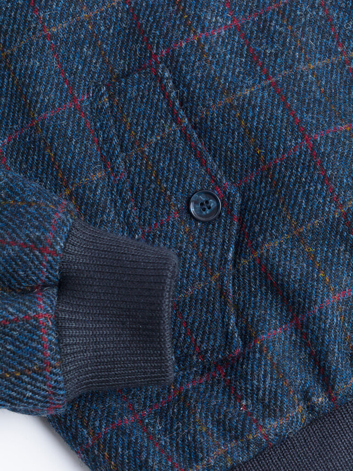 Ribbed Cuff on Navy Harris Tweed® Harrington Jacket