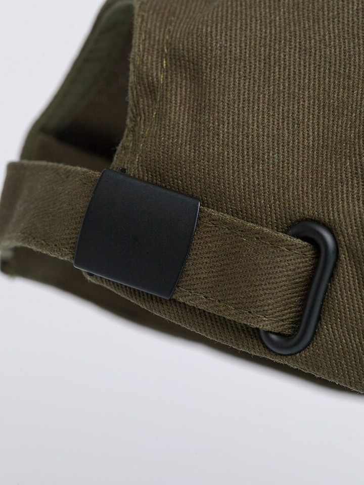 Close Up of Mens Green Cotton Baseball Cap Strap