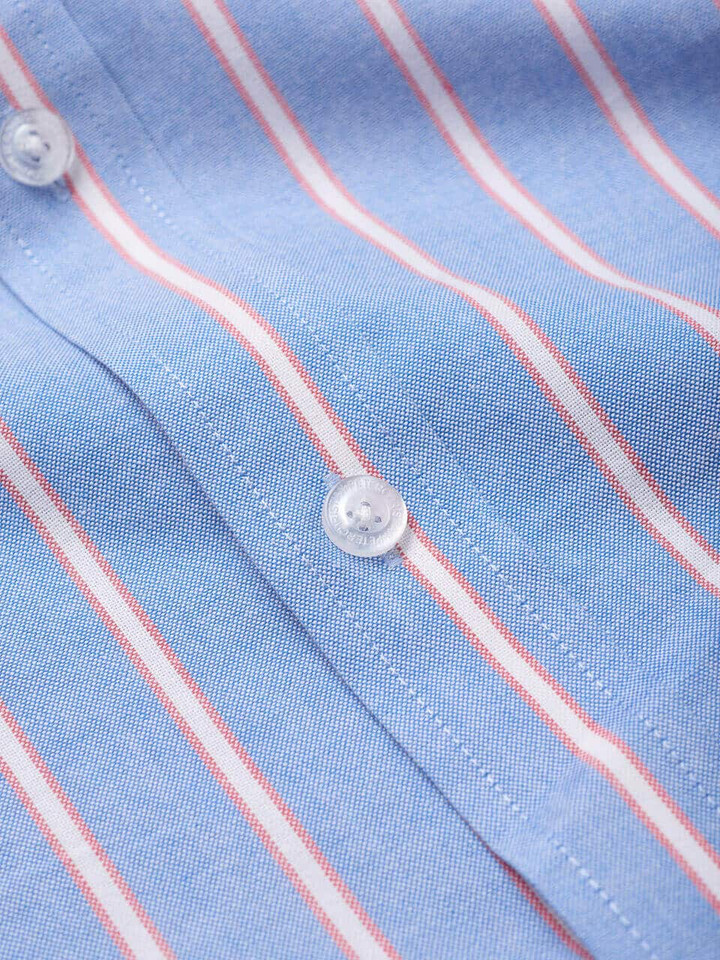Men's Blue Red Stripe Cotton Fabric Close Up