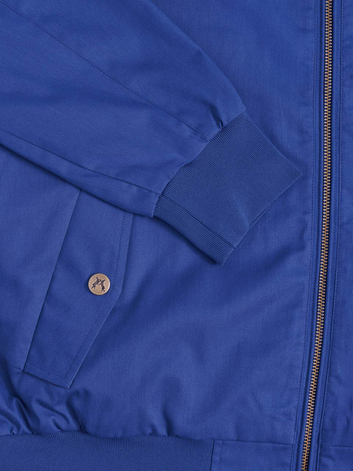 Men's Navy Blue Harrington Jacket Sleeve Closeup