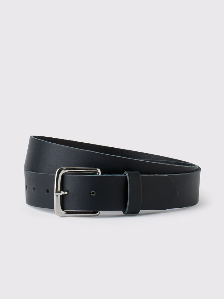 Mens Black Leather Pant Belt Rolled