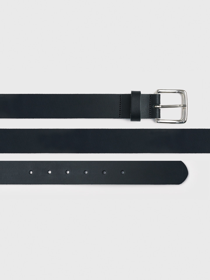 Mens Black Essential Leather Pant Belt