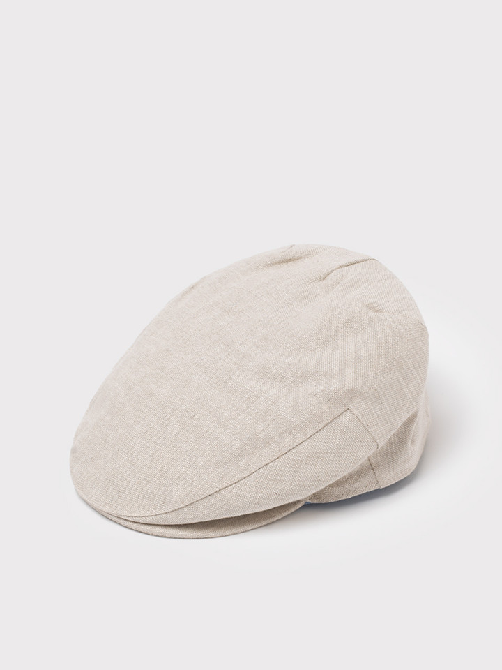 Stone Irish Linen Flat Cap