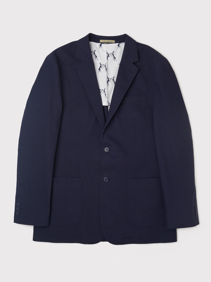 Men's Navy Blue Cotton Casual Canvas Blazer