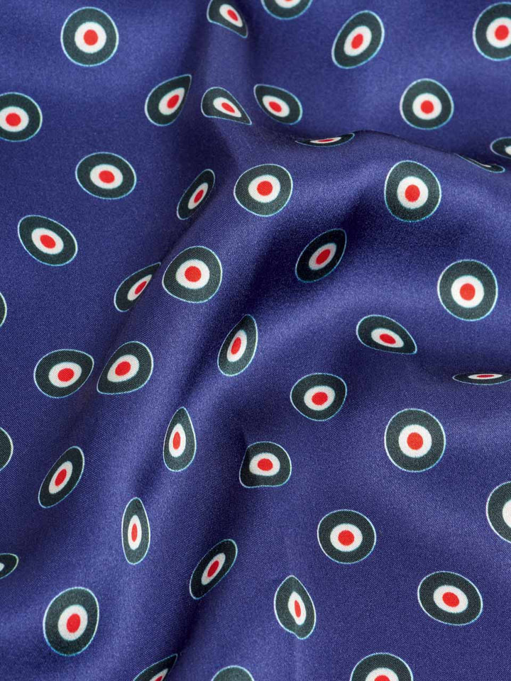 Navy Spitfire Pure Silk Scarf Close Up