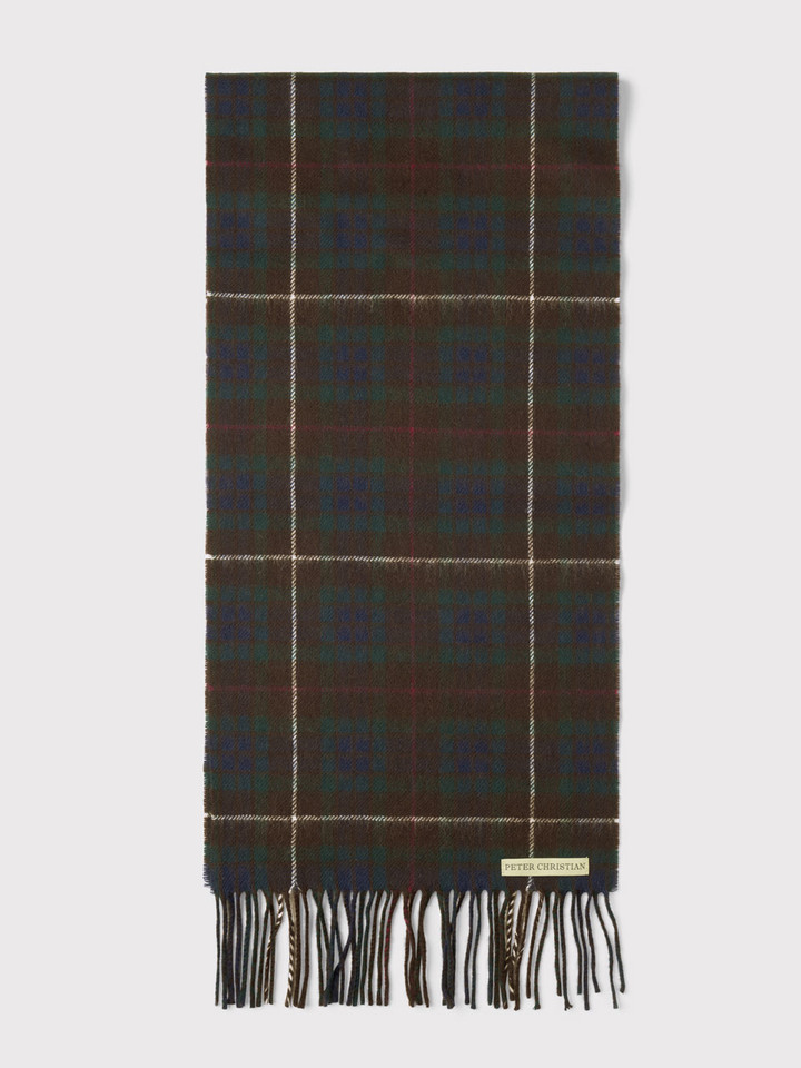 Bronze Checked 100% Lambswool Scarf