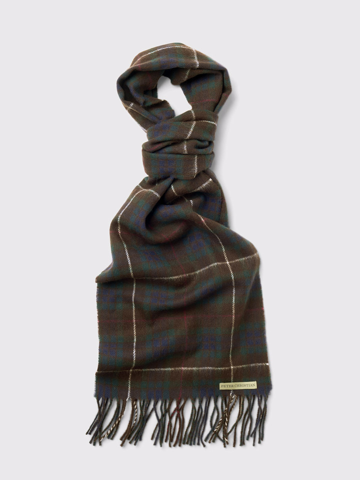 Bronze Checked 100% Lambswool Scarf