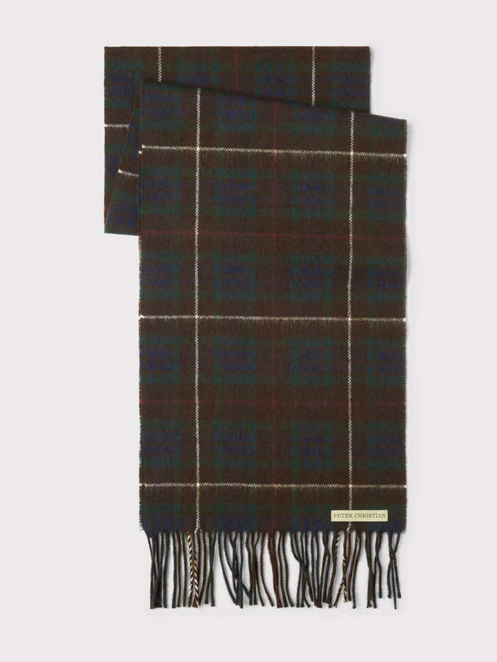 Bronze Checked 100% Lambswool Scarf