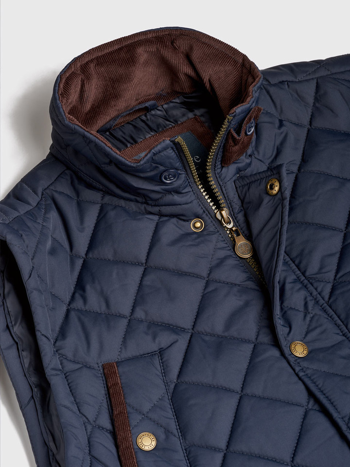 Men's Navy Vedoneire Quilted Gilet Cord Collar