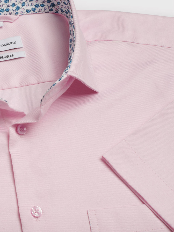 Pink Seidensticker Short Sleeve Shirt Cuff