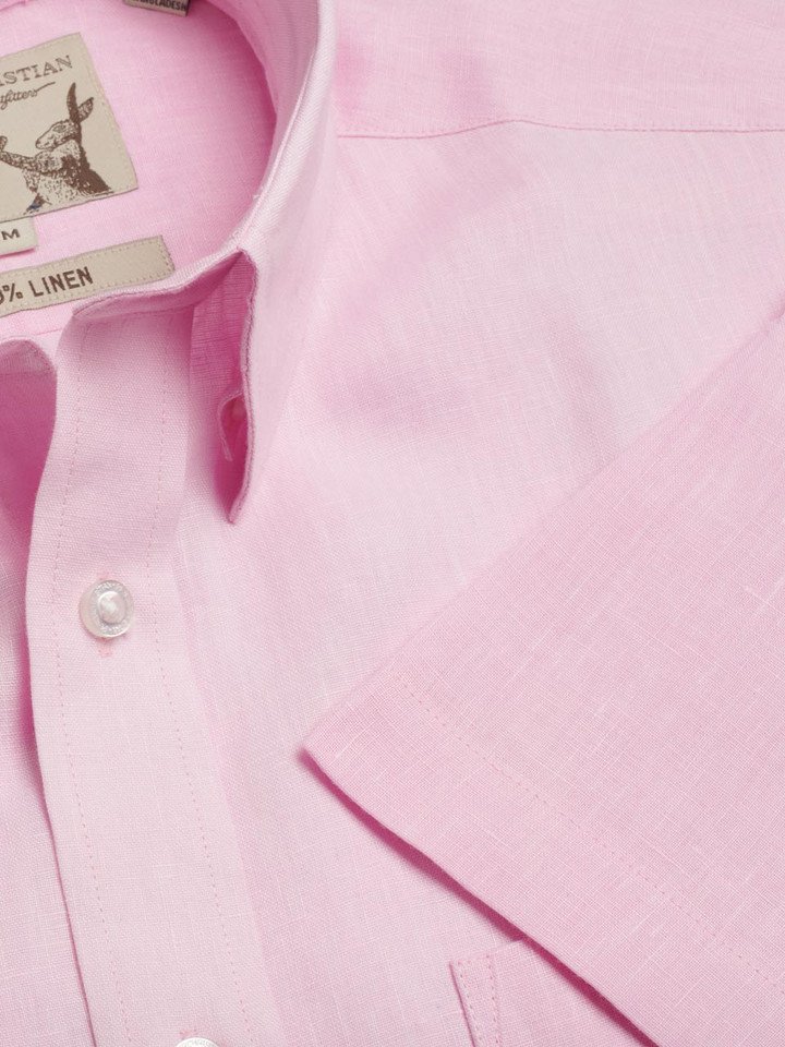 Pink Linen Short Sleeve Shirt