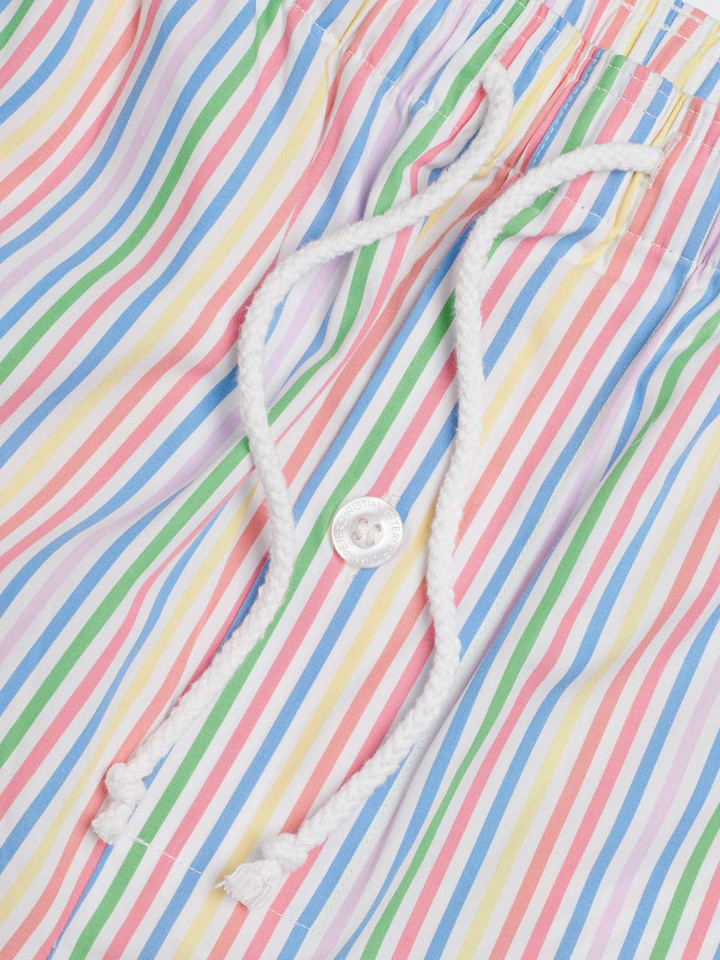 Mens Multicolored Striped Shorty Pajamas Drawstring