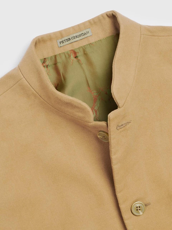 Moleskin Beige Gilet Collar