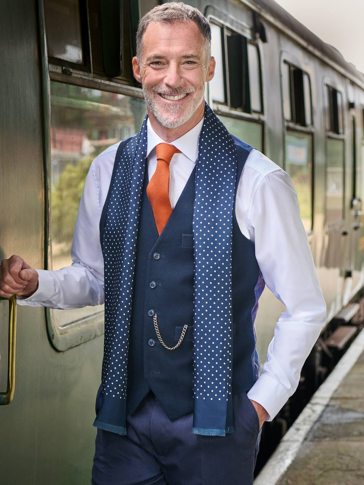 Navy Moleskin Vest Model
