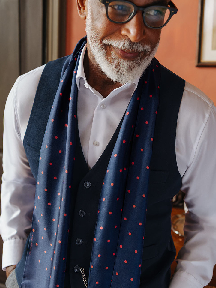 Mens Moleskin Vest Navy on Model