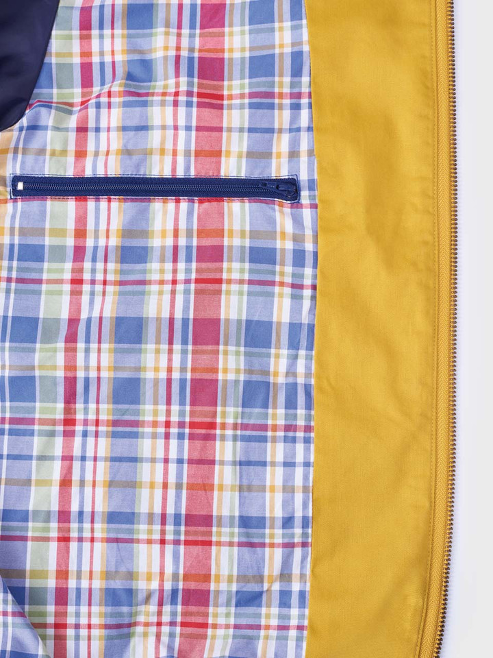 Men's Mustard Yellow Harrington Jacket Lining Closeup