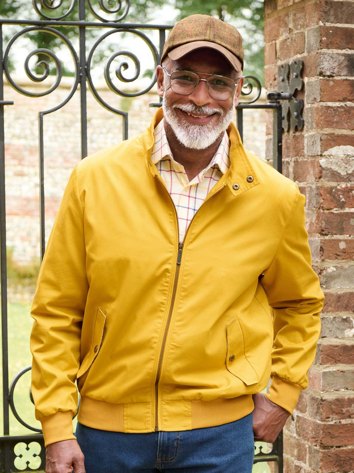 Men's Mustard Yellow Harrington Jacket On Model