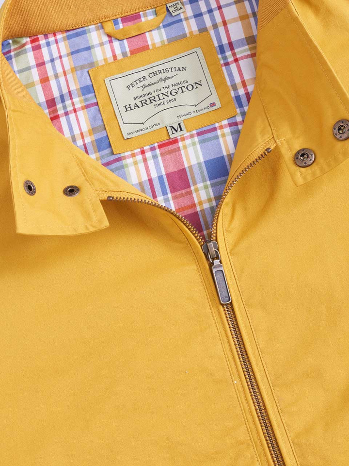 Mustard Yellow Harrington Jacket Collar Open