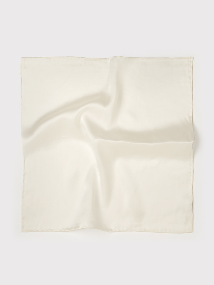 Mens Cream Silk Pocket Square