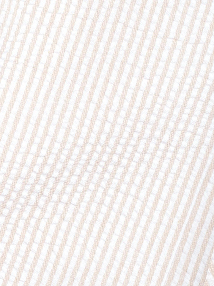 Men's Beige & White Stripe Seersucker Shorts Fabric