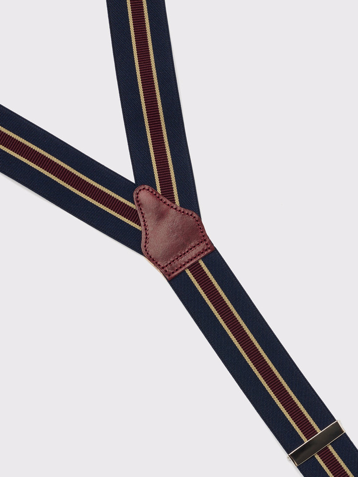 Navy Elasticated Stripe Suspenders Y Back