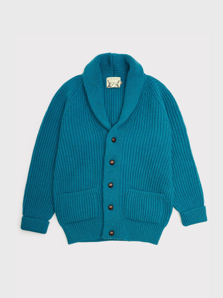 Kingfisher Blue Shawl Neck Cardigan