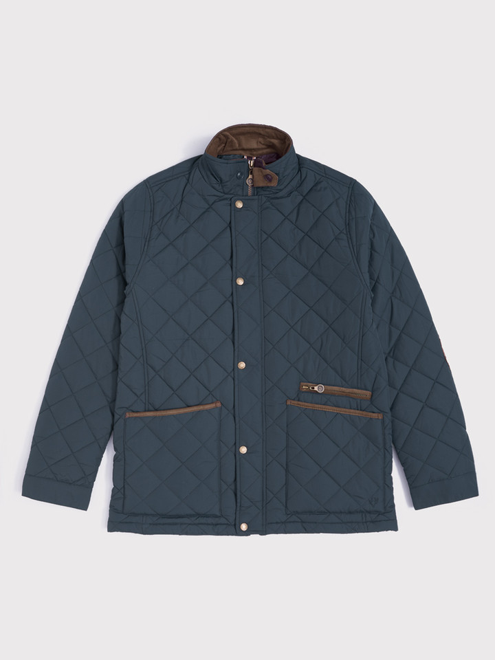 Navy Blue Quilted Coat Front