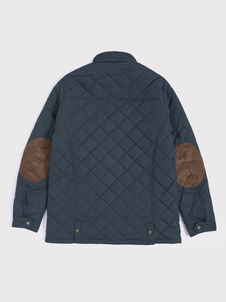 Navy Blue Quilted Coat Back