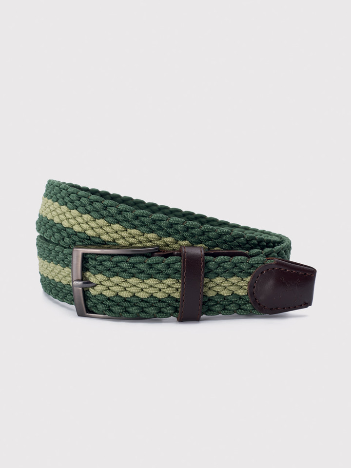 Green Stripe Woven Elastic Belt