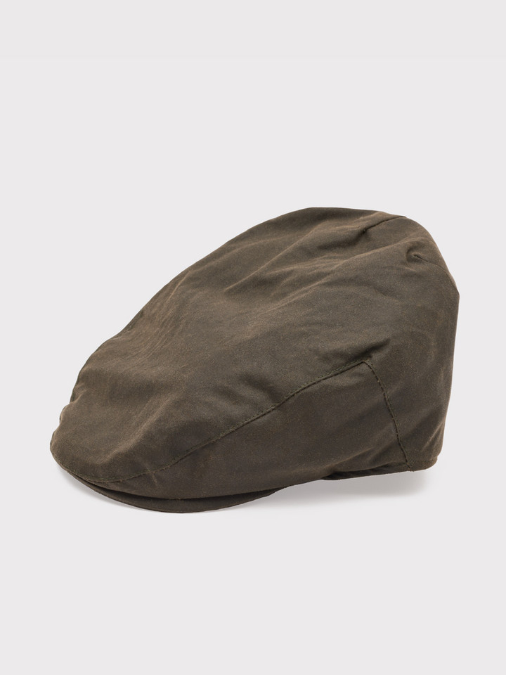 Olive Wax Flat Cap