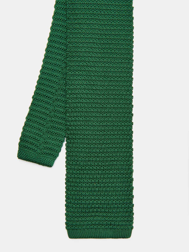 Green Knitted Silk Tie Flat